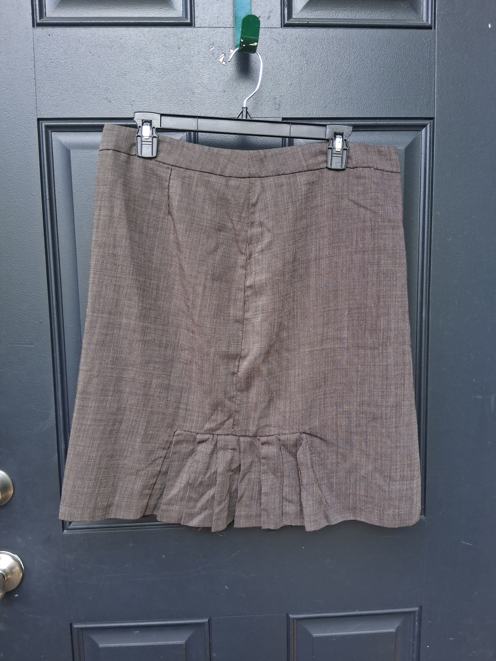 Brown A-Line Skirt with Pleated Hem
